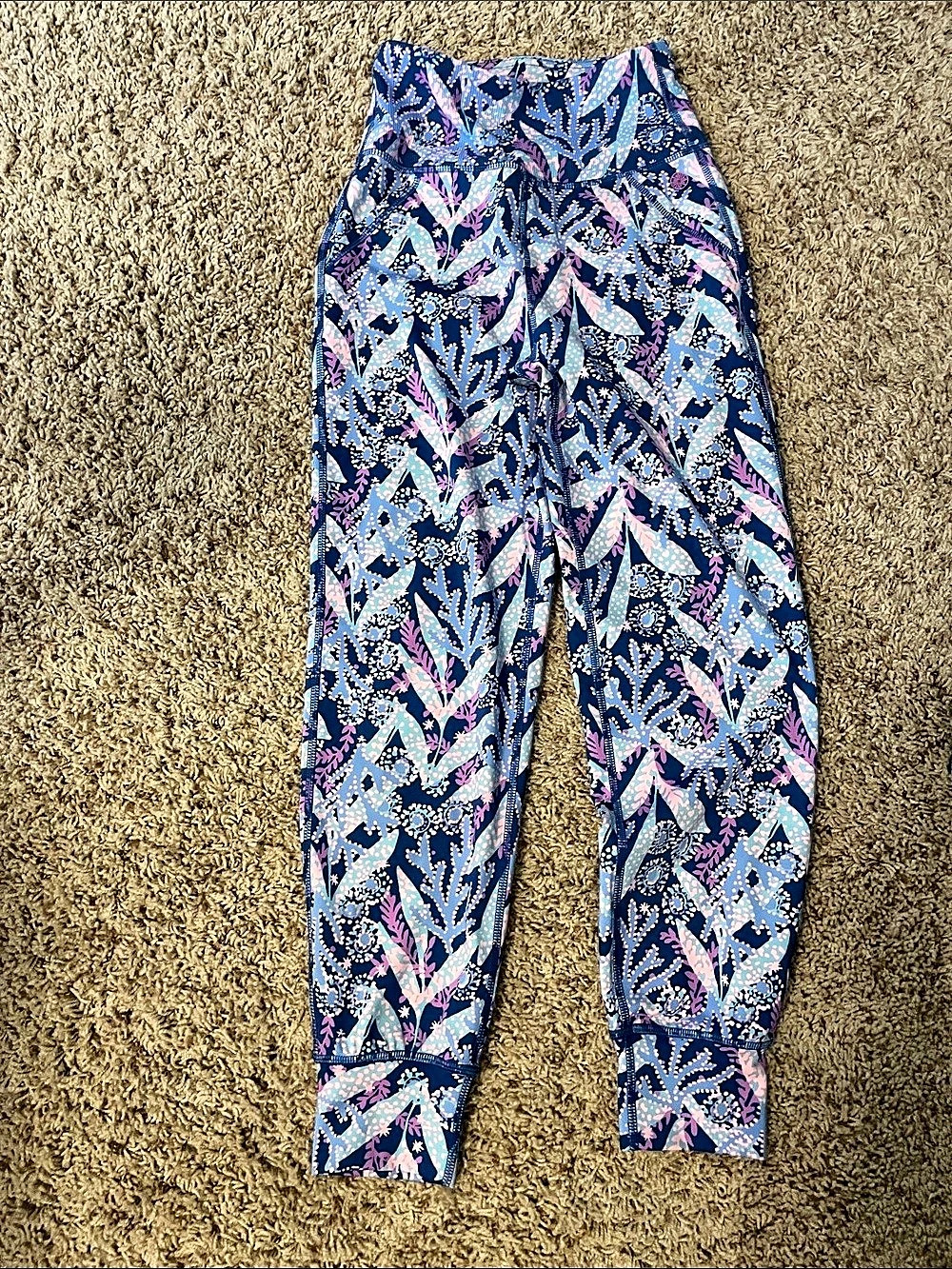 LuLaRoe OS Leggings Floral Leggings in Blue & Pink Size XS Like New